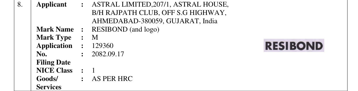 Original bulletin entry for RESIBOND (and logo)