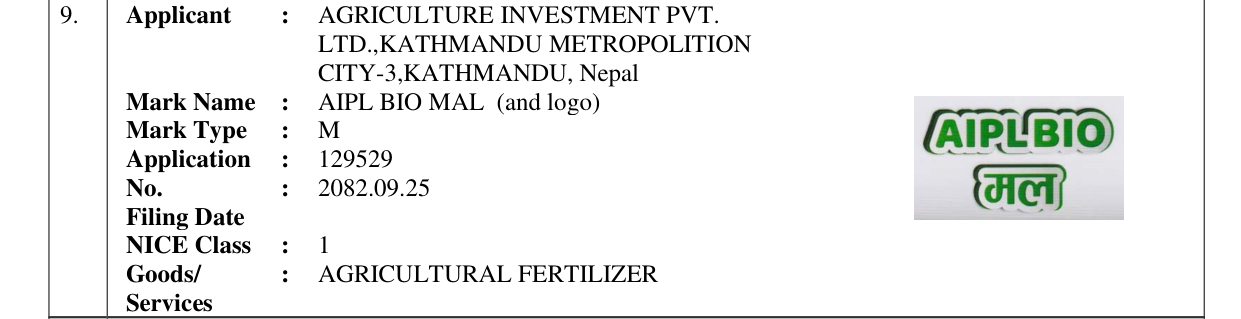 Original bulletin entry for AIPL BIO MAL (and logo)