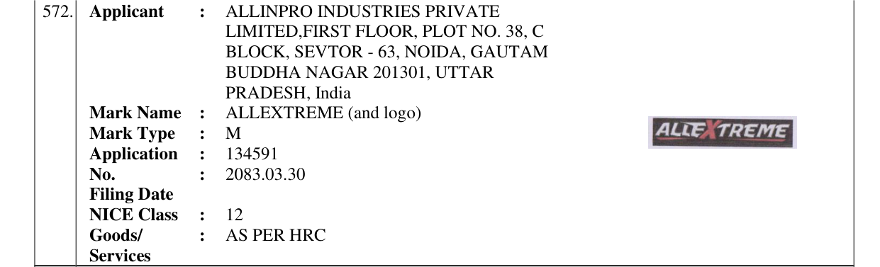 Original bulletin entry for ALLEXTREME (and logo)