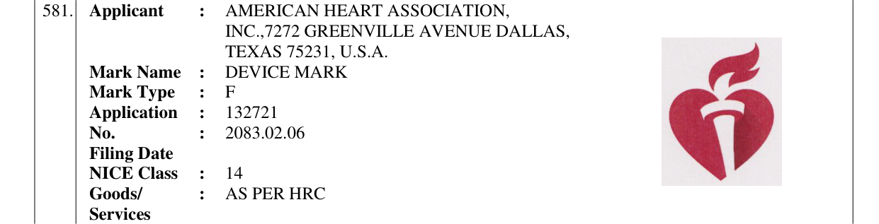 Original bulletin entry for DEVICE MARK