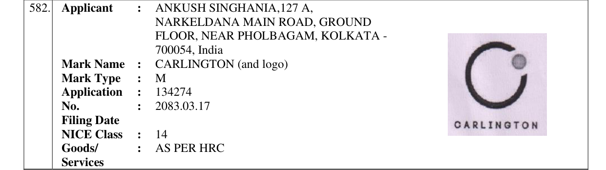 Original bulletin entry for CARLINGTON (and logo)