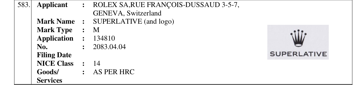 Original bulletin entry for SUPERLATIVE (and logo)