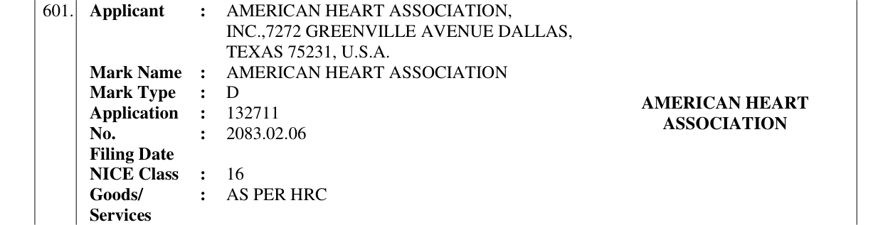 Original bulletin entry for AMERICAN HEART ASSOCIATION