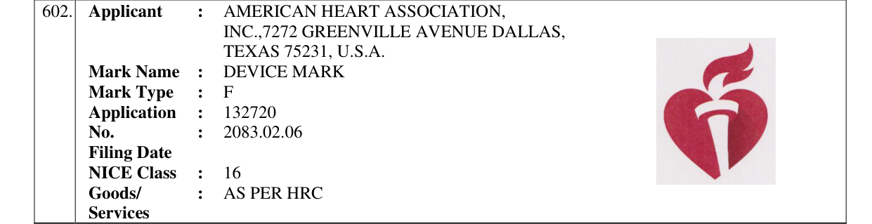Original bulletin entry for DEVICE MARK