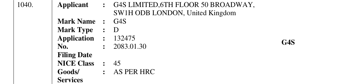 Original bulletin entry for G4S