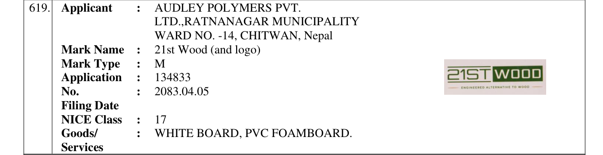 Original bulletin entry for 21st Wood (and logo)
