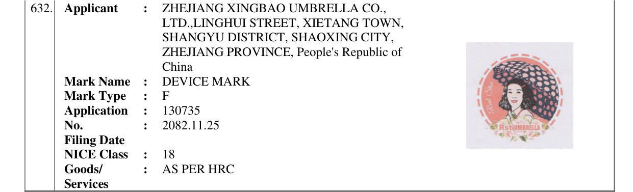 Original bulletin entry for DEVICE MARK