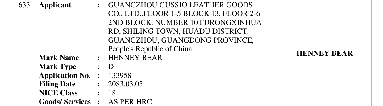 Original bulletin entry for HENNEY BEAR