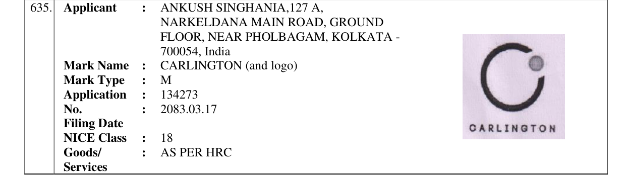 Original bulletin entry for CARLINGTON (and logo)