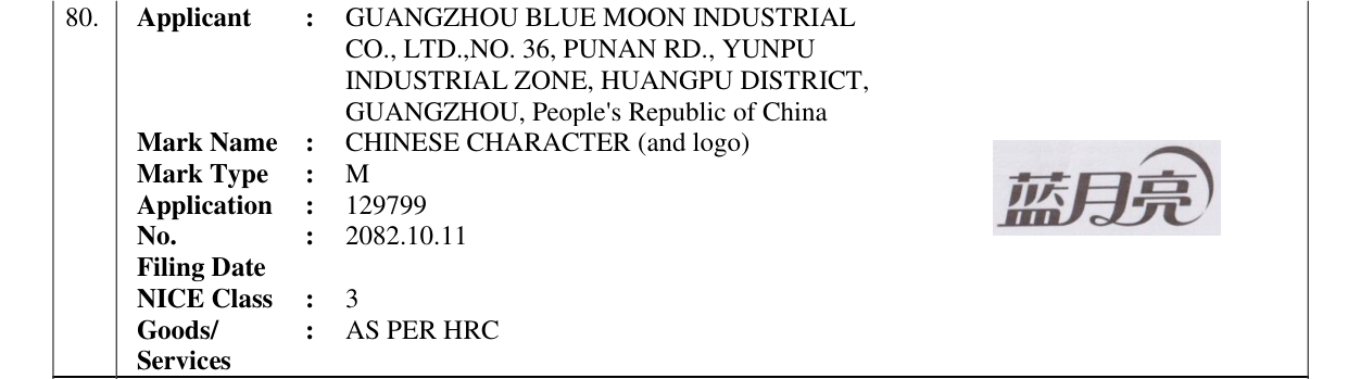 Original bulletin entry for CHINESE CHARACTER (and logo)