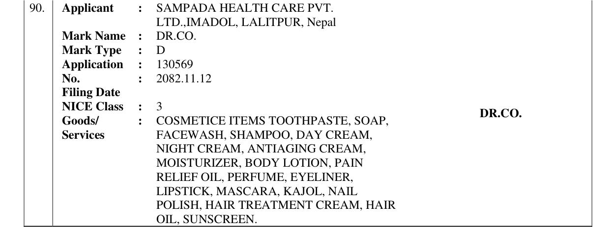Original bulletin entry for DR.CO.