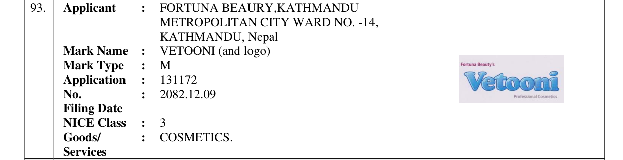 Original bulletin entry for VETOONI (and logo)