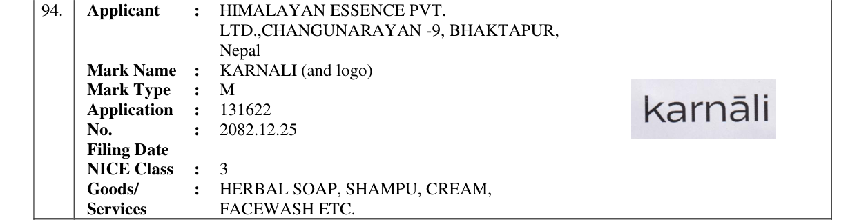 Original bulletin entry for KARNALI (and logo)