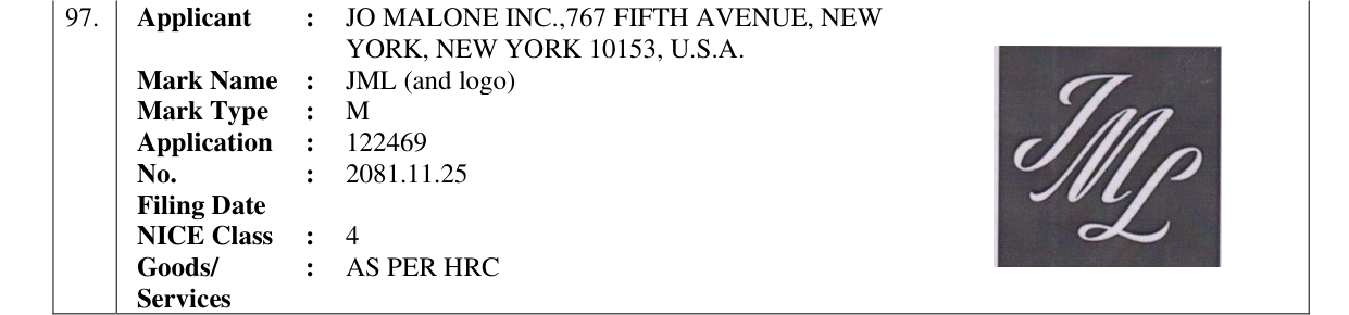 Original bulletin entry for JML (and logo)