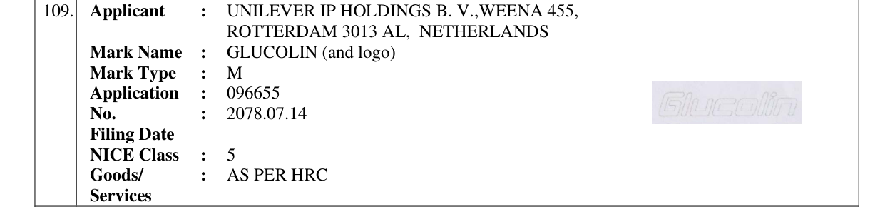 Original bulletin entry for GLUCOLIN (and logo)