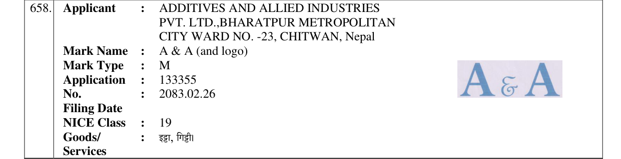 Original bulletin entry for A & A (and logo)