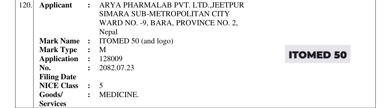 Original bulletin entry for ITOMED 50 (and logo)