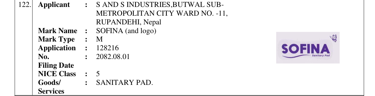 Original bulletin entry for SOFINA (and logo)