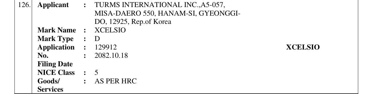 Original bulletin entry for XCELSIO