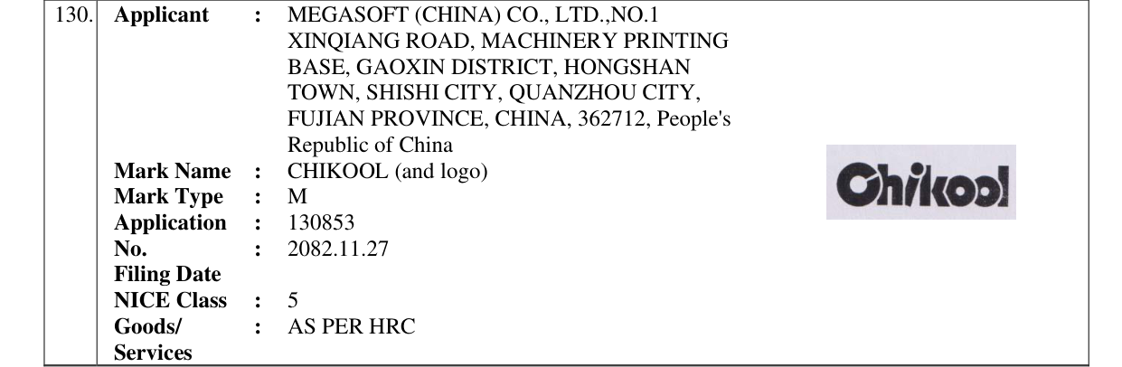 Original bulletin entry for CHIKOOL (and logo)