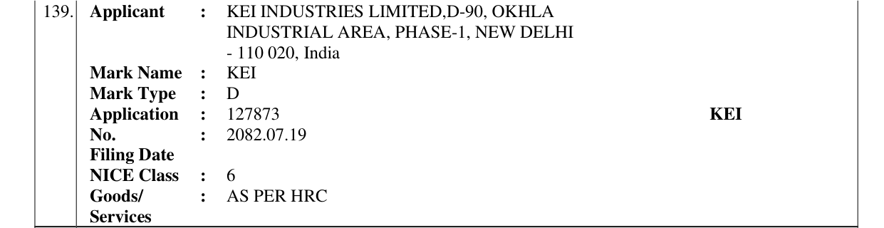 Original bulletin entry for KEI