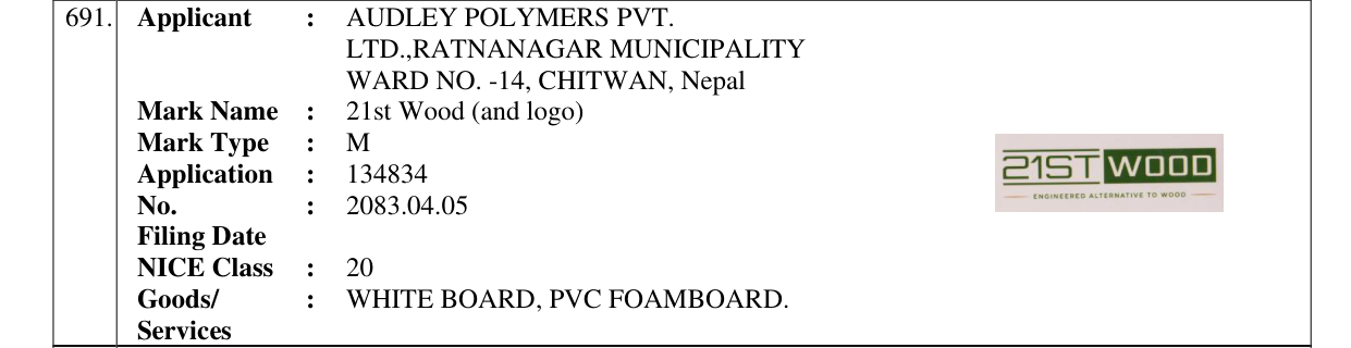 Original bulletin entry for 21st Wood (and logo)