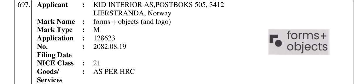 Original bulletin entry for forms + objects (and logo)