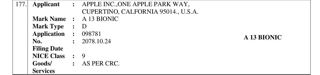 Original bulletin entry for A 13 BIONIC