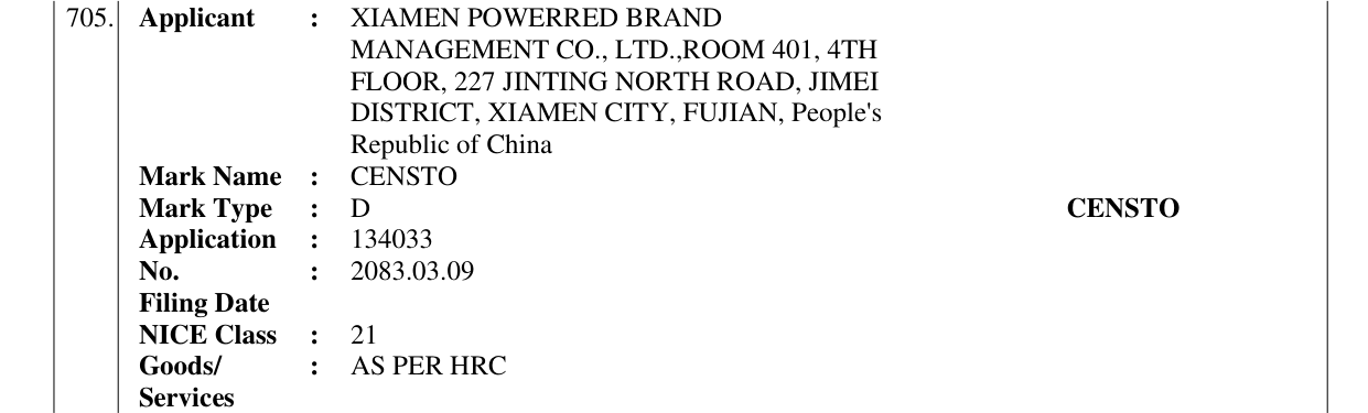 Original bulletin entry for CENSTO
