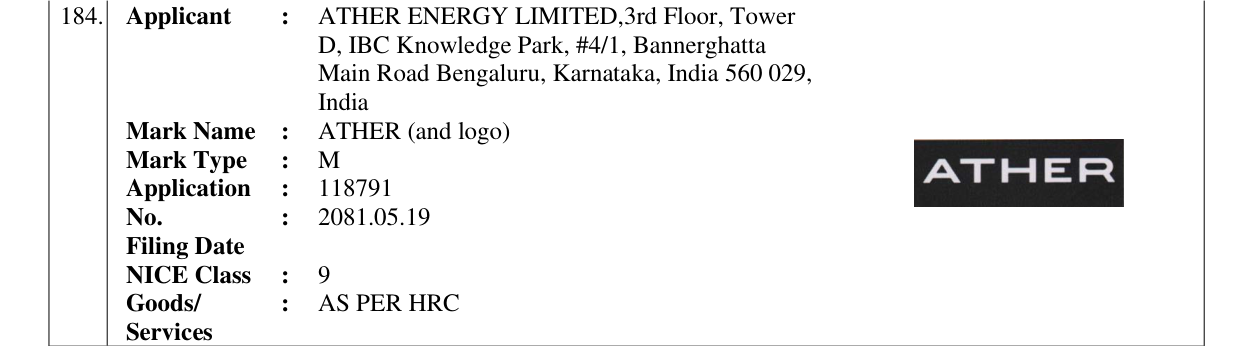 Original bulletin entry for ATHER (and logo)