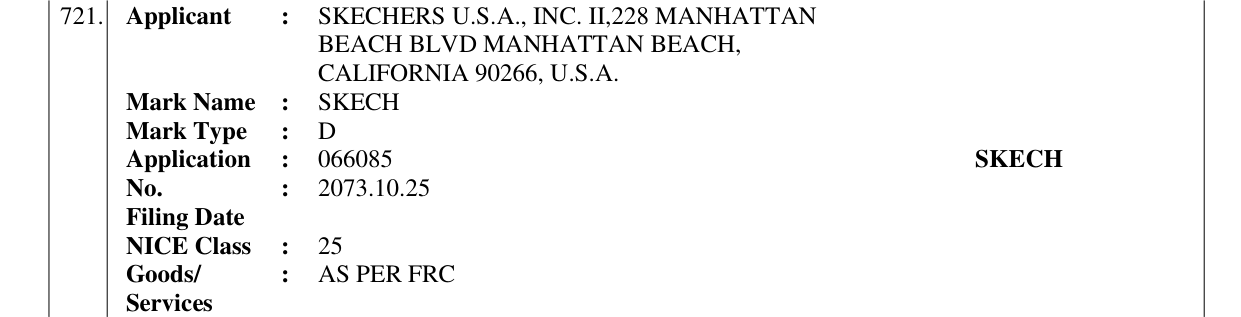 Original bulletin entry for SKECH