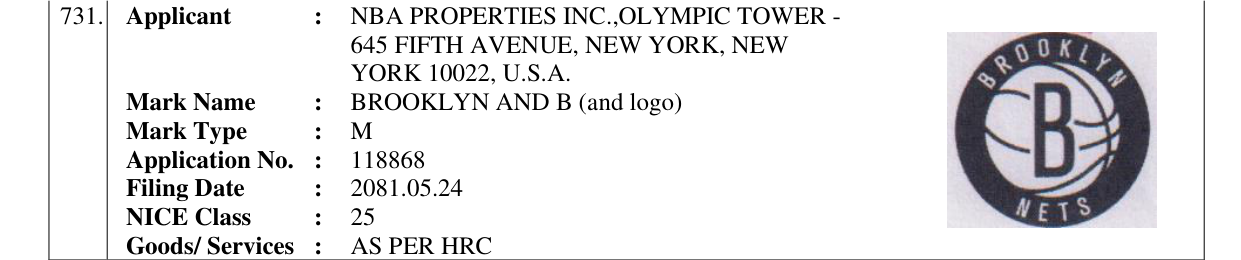 Original bulletin entry for BROOKLYN AND B (and logo)