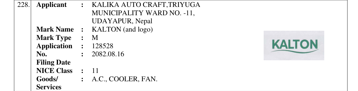 Original bulletin entry for KALTON (and logo)