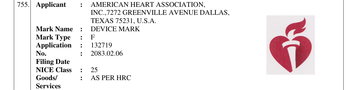Original bulletin entry for DEVICE MARK