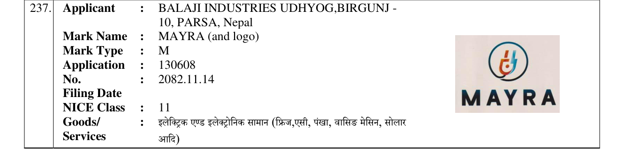 Original bulletin entry for MAYRA (and logo)