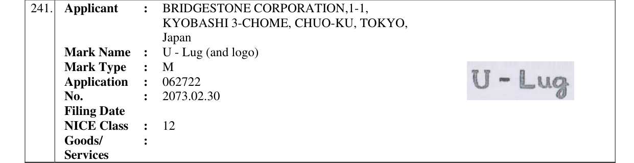 Original bulletin entry for U - Lug (and logo)