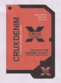 CRUX DENIM (and logo) trademark logo