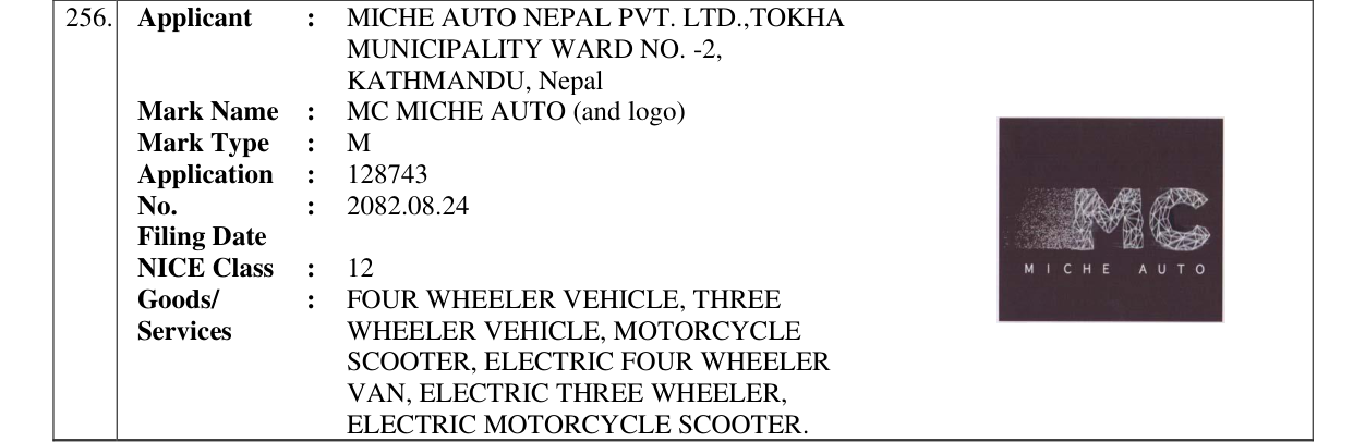 Original bulletin entry for MC MICHE AUTO (and logo)