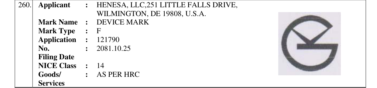 Original bulletin entry for DEVICE MARK