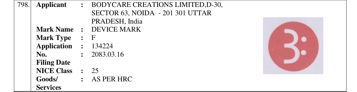 Original bulletin entry for DEVICE MARK