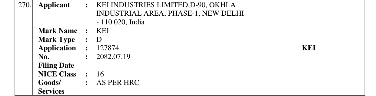 Original bulletin entry for KEI