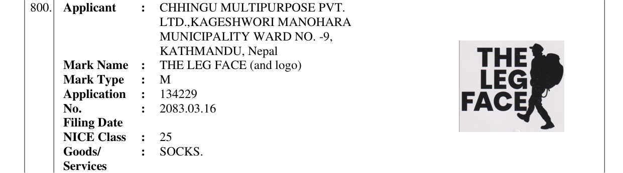 Original bulletin entry for THE LEG FACE (and logo)