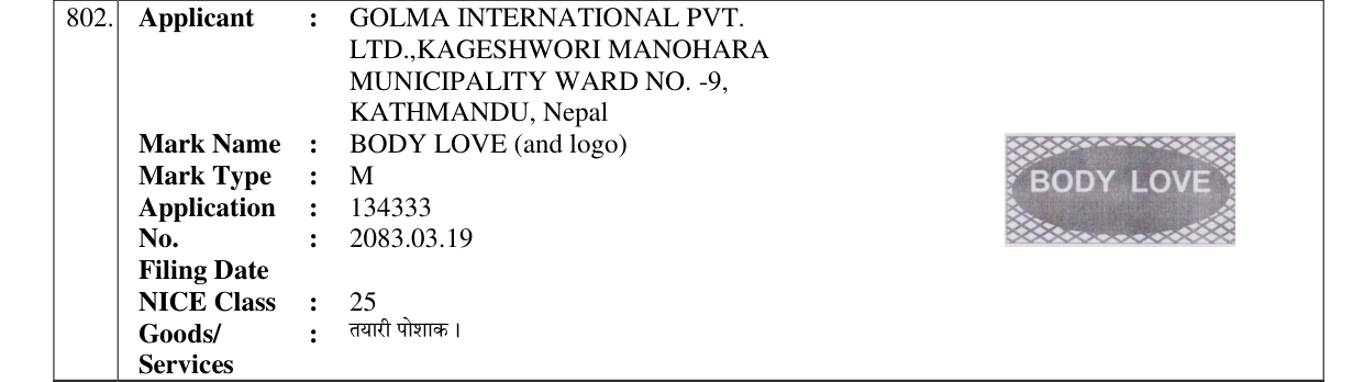 Original bulletin entry for BODY LOVE (and logo)