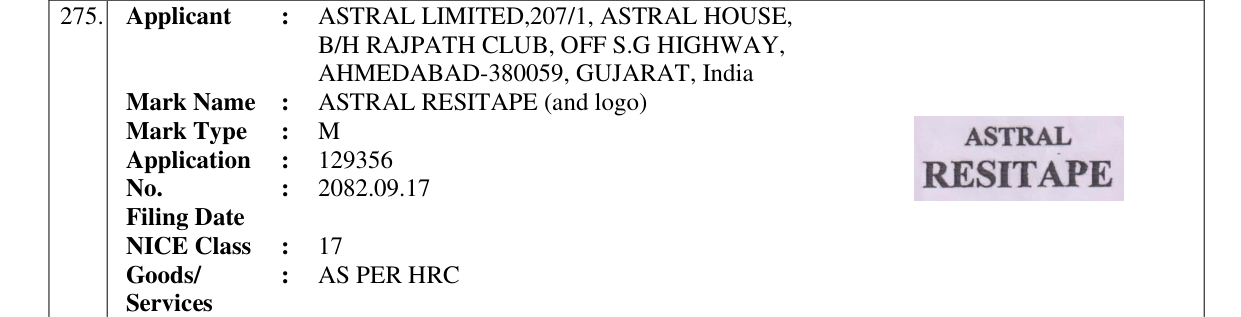 Original bulletin entry for ASTRAL RESITAPE (and logo)