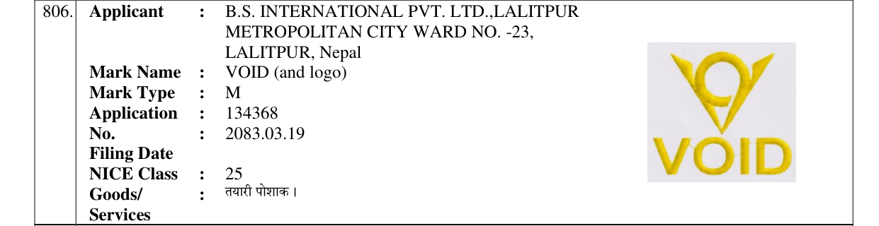 Original bulletin entry for VOID (and logo)