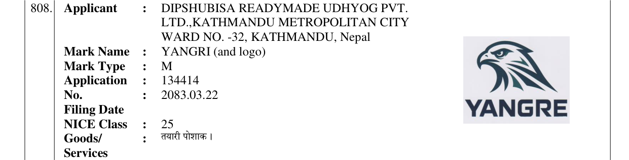 Original bulletin entry for YANGRI (and logo)