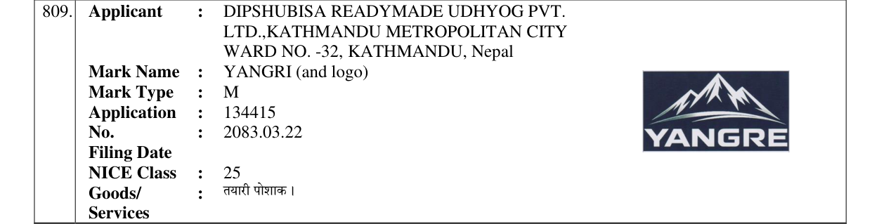 Original bulletin entry for YANGRI (and logo)