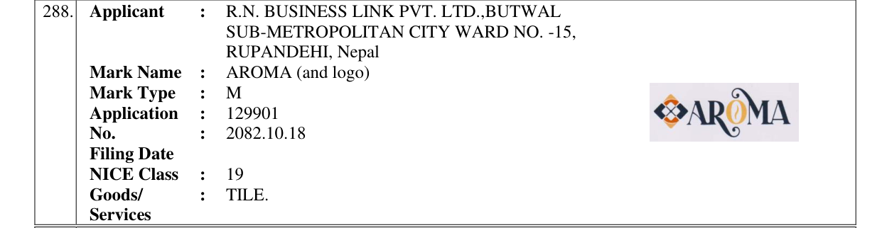 Original bulletin entry for AROMA (and logo)