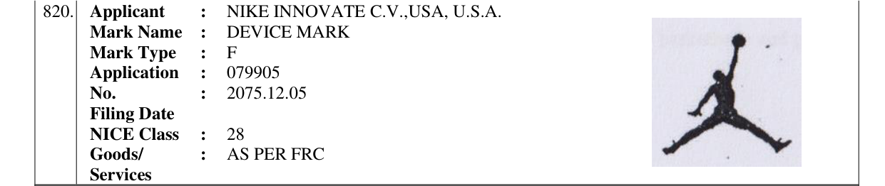 Original bulletin entry for DEVICE MARK