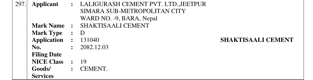 Original bulletin entry for SHAKTISAALI CEMENT